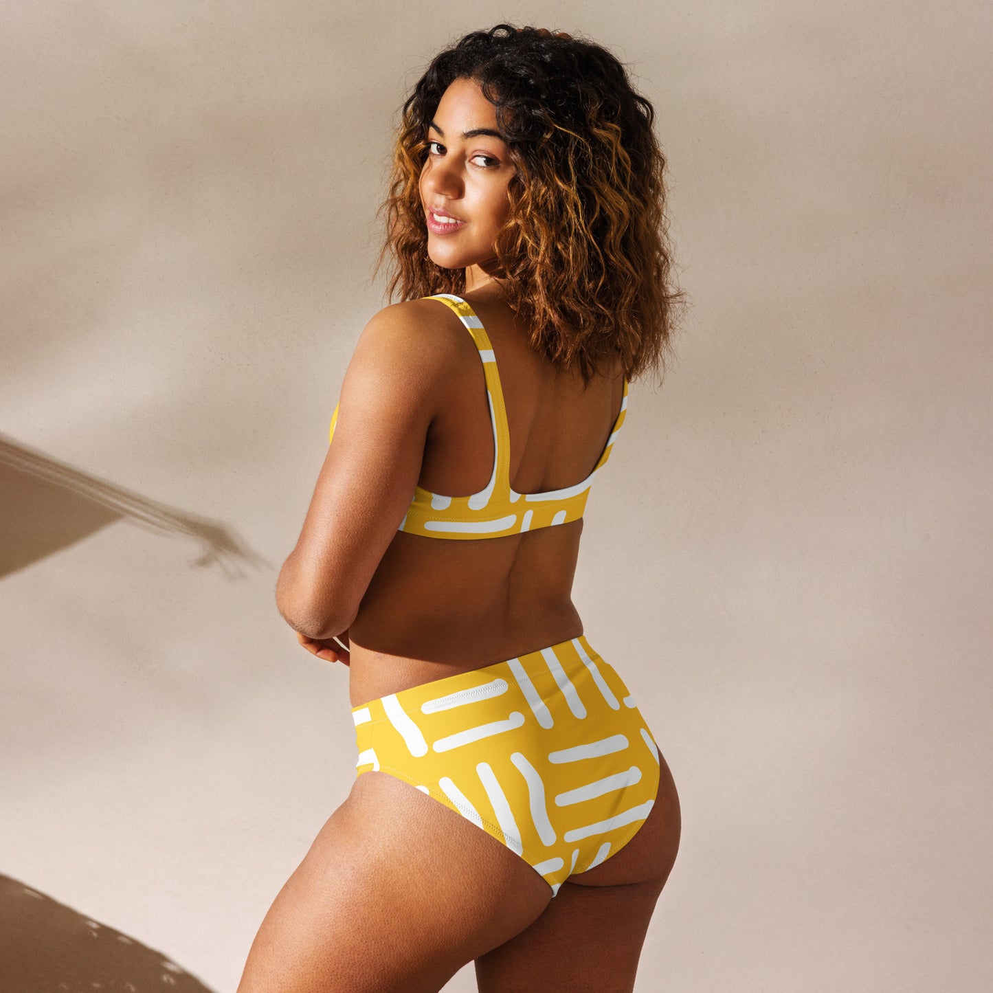 Bespoke Print II - Yellow and White - Recycled high-waisted bikini