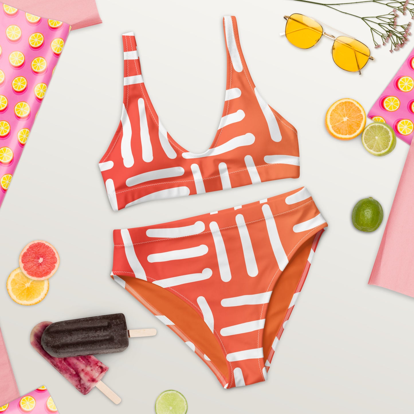 Bespoke Print II - Orangesicle - Recycled high-waisted bikini