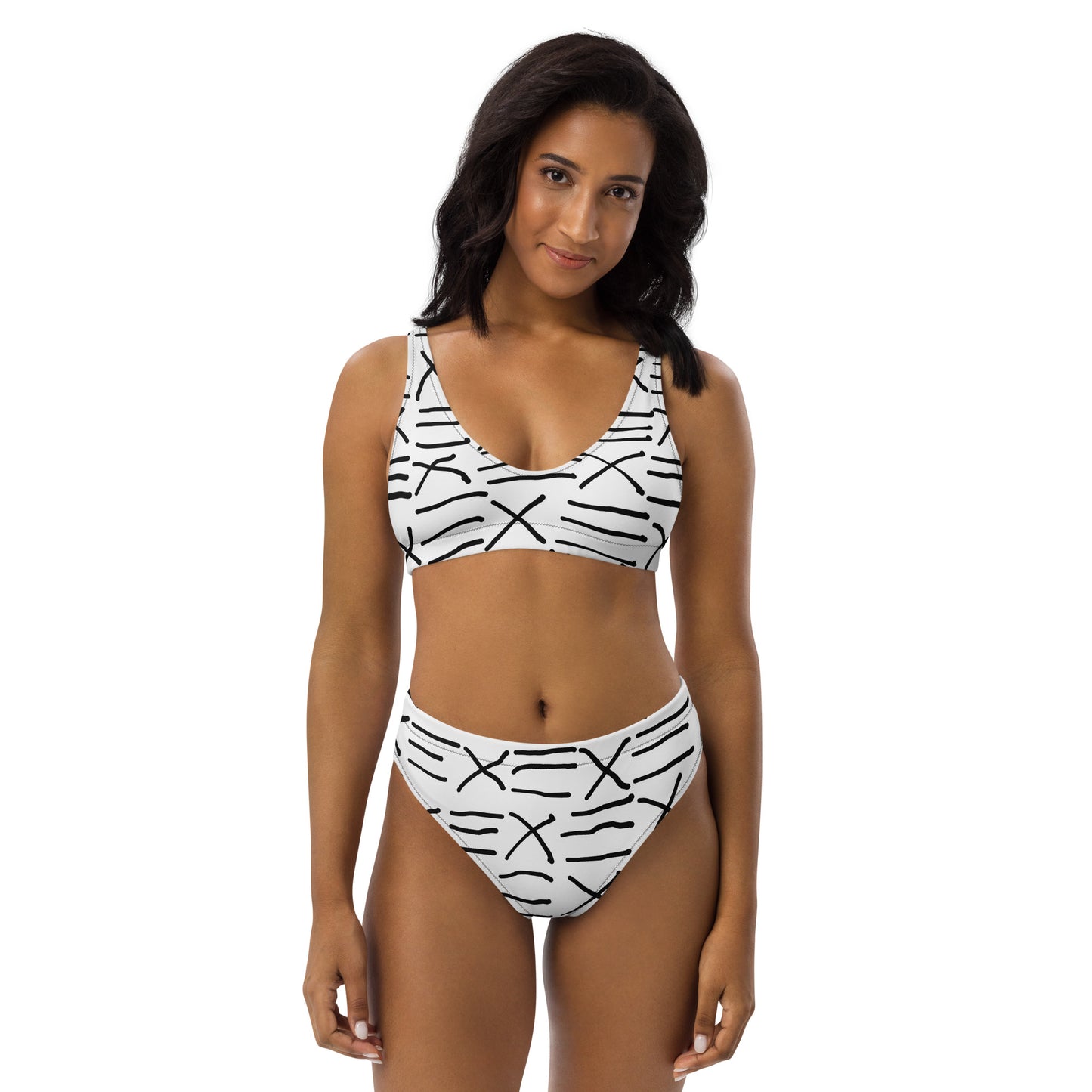 Mud Cloth Inspired Print - Recycled high-waisted bikini