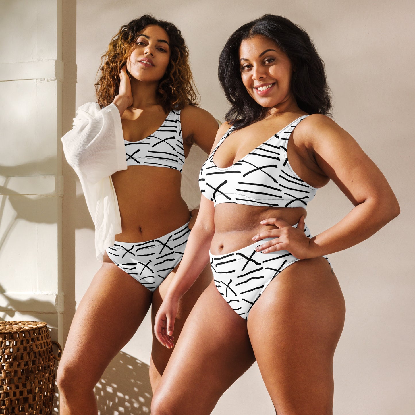 Mud Cloth Inspired Print - Recycled high-waisted bikini