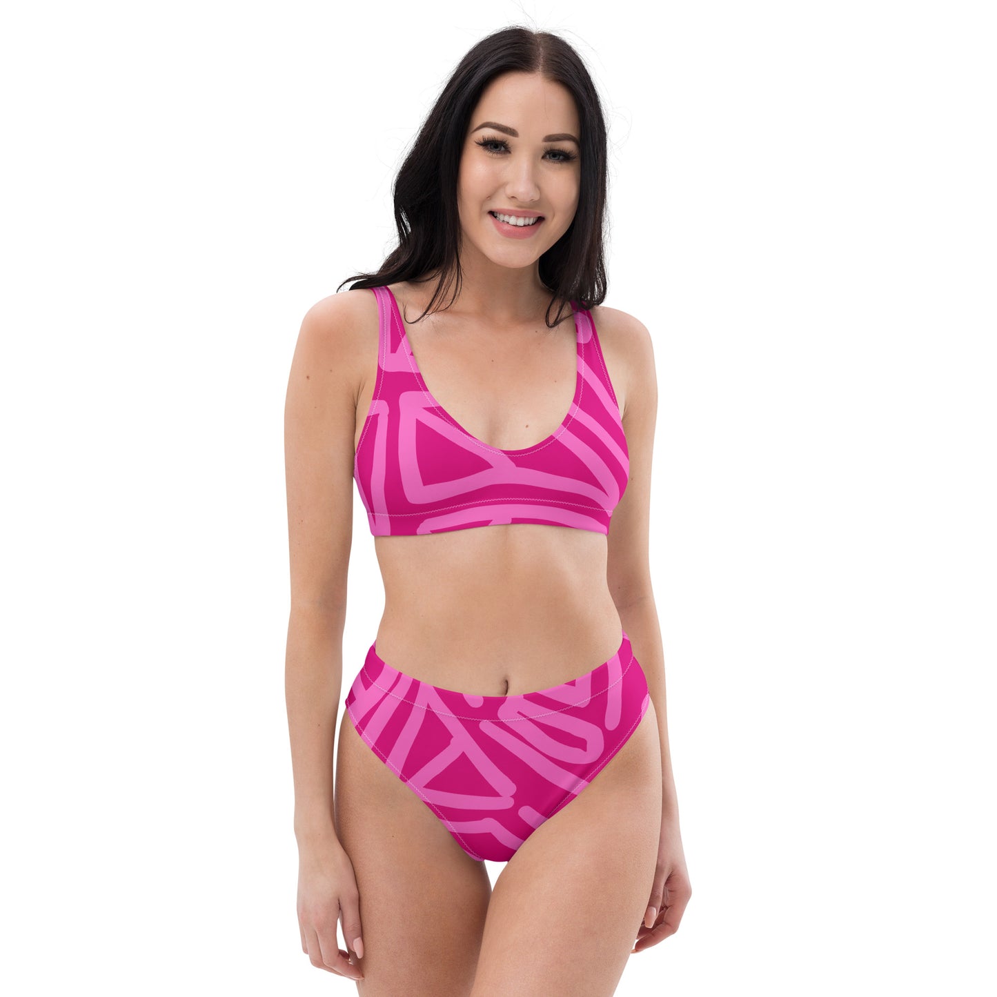 Bespoke Print III - Fucsia and Pink - Recycled high-waisted bikini