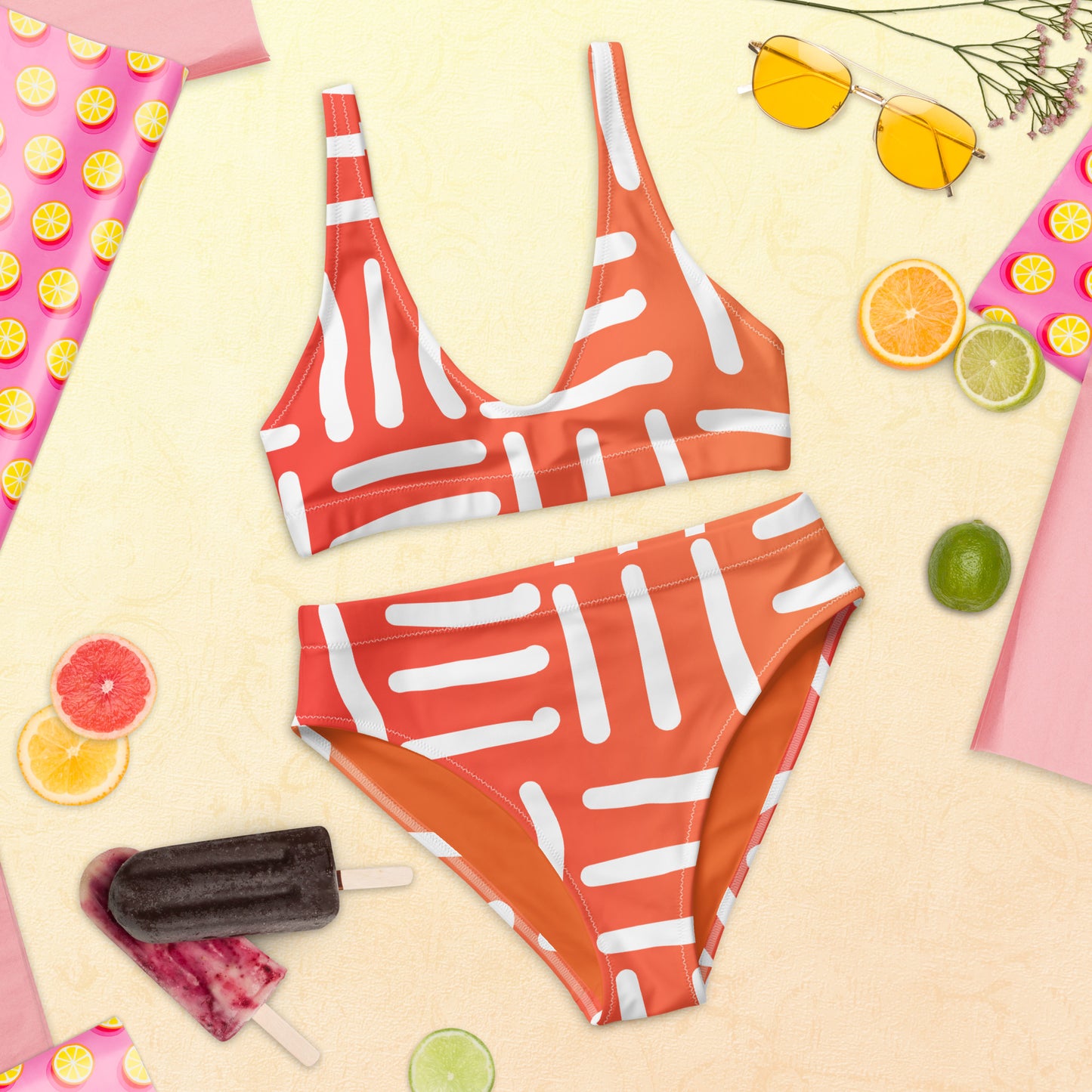 Bespoke Print II - Orangesicle - Recycled high-waisted bikini