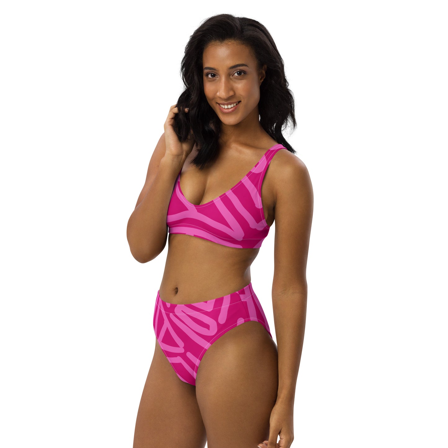 Bespoke Print III - Fucsia and Pink - Recycled high-waisted bikini