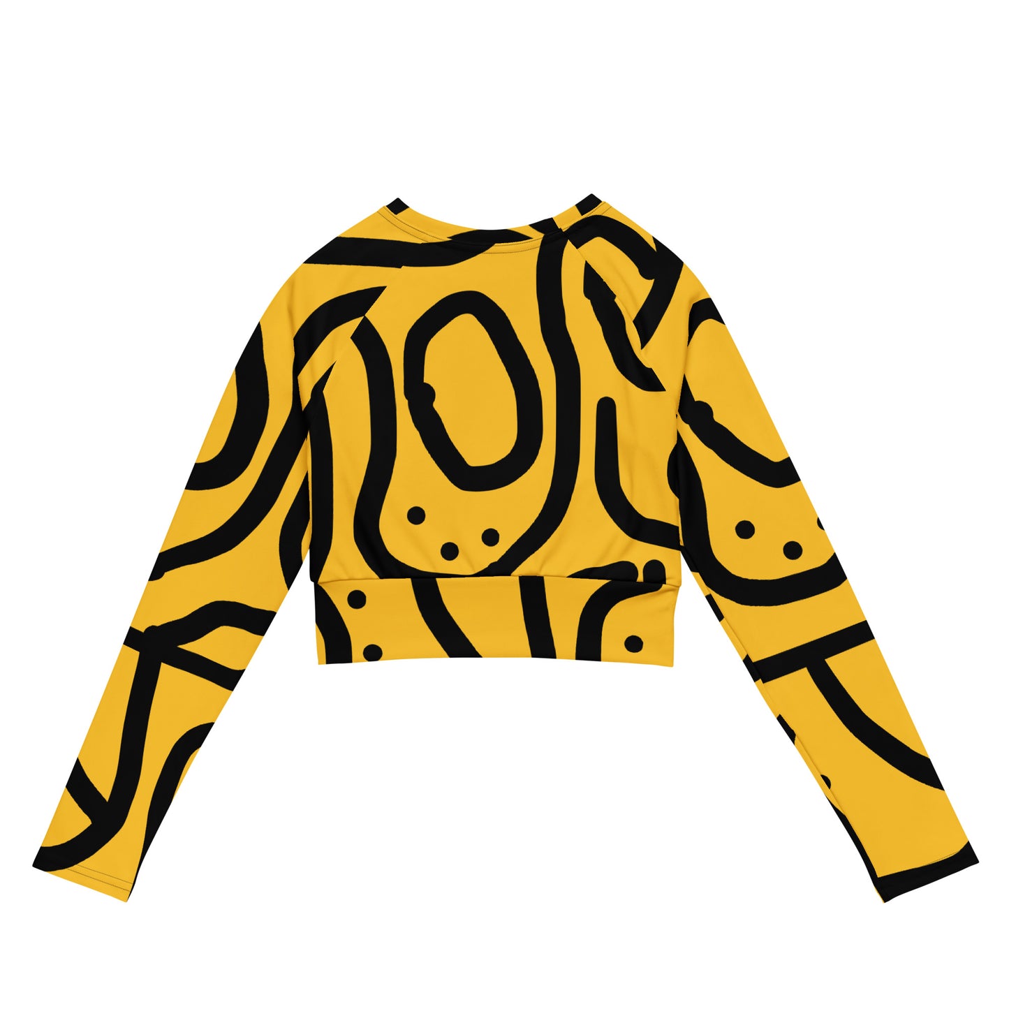 Bantu Print - Yellow Black - Recycled long-sleeve crop top