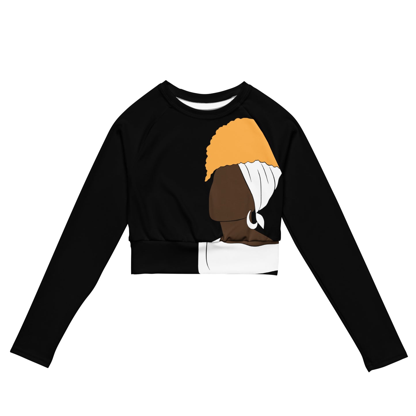 Bronze Lady - White / Black - Recycled long-sleeve crop top