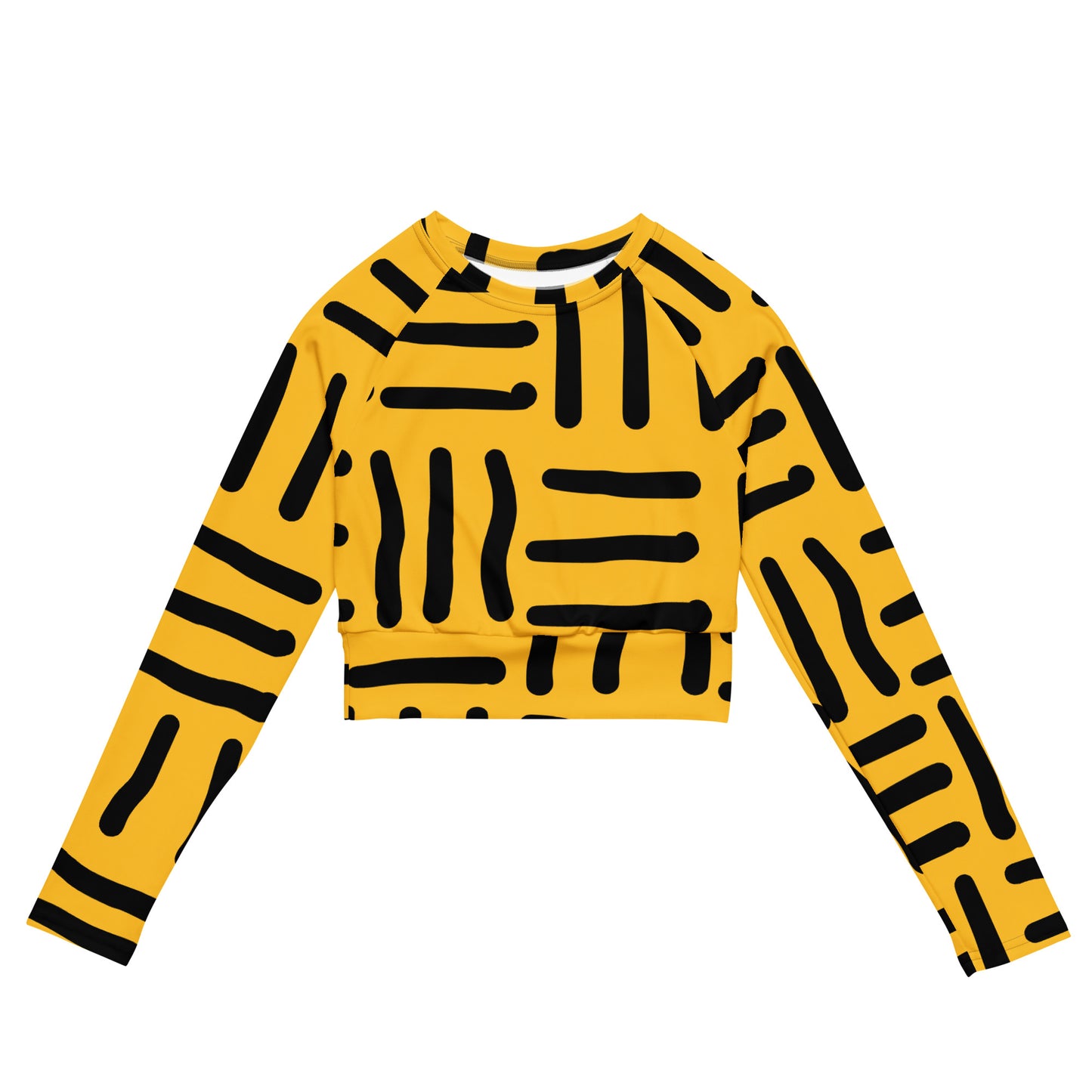 Bespoke Prints II - Yellow and Black - Recycled long-sleeve crop top