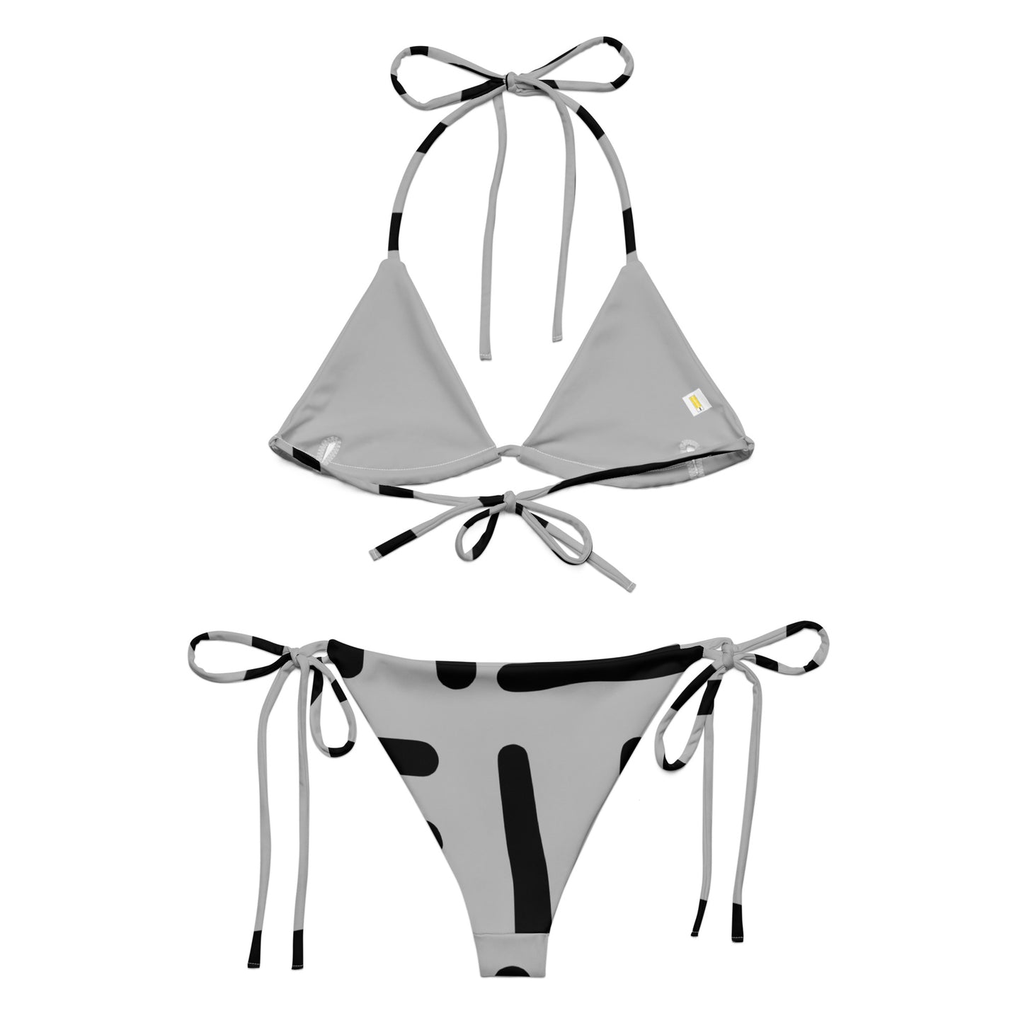 Bespoke Print Ii Grey and Black - All-over print recycled string bikini