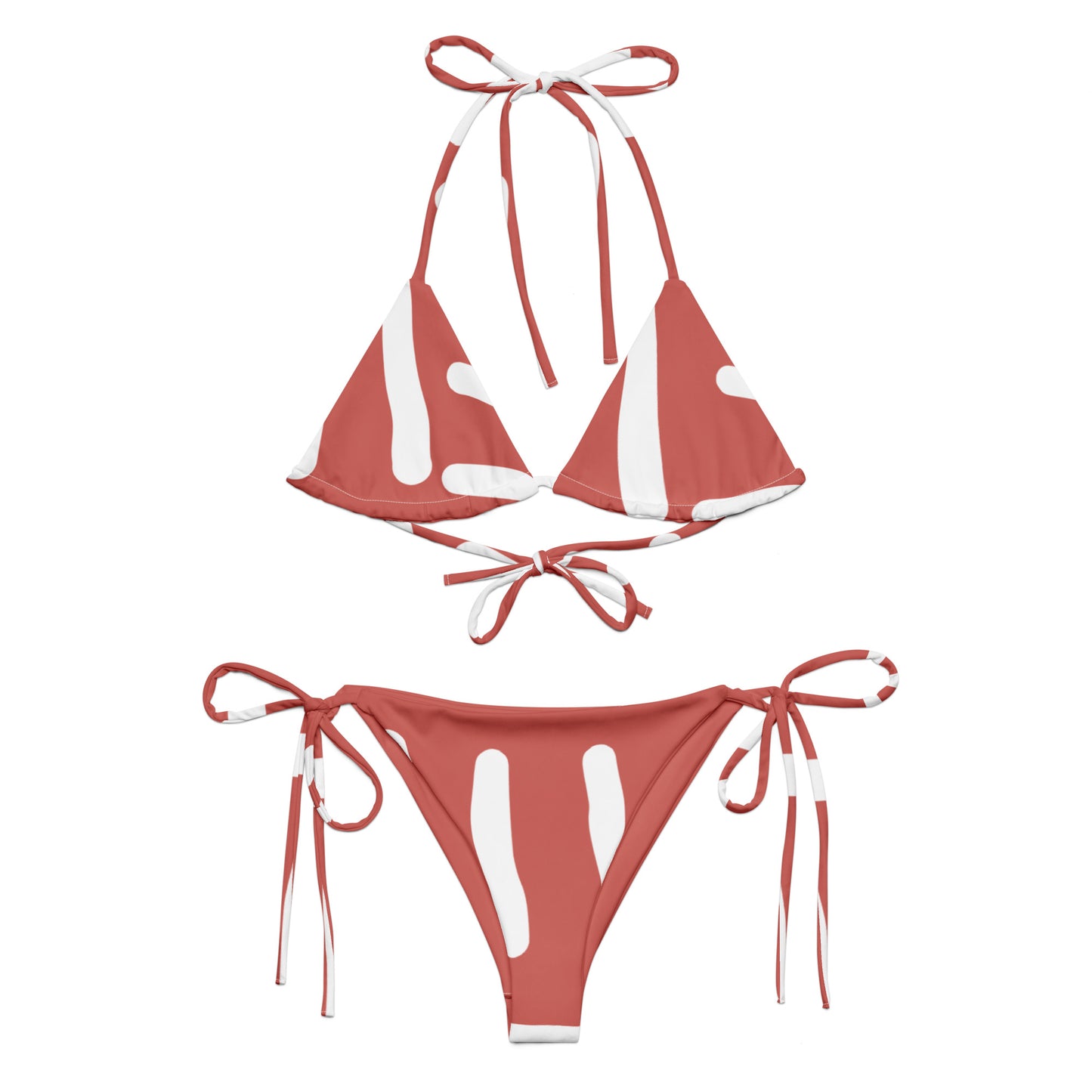 Bespoke Print II - Mauve and White - All-over print recycled string bikini