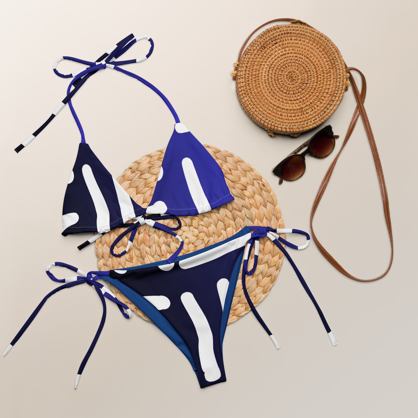 Bespoke Print II - Ombre Blue and White All-over print recycled string bikini