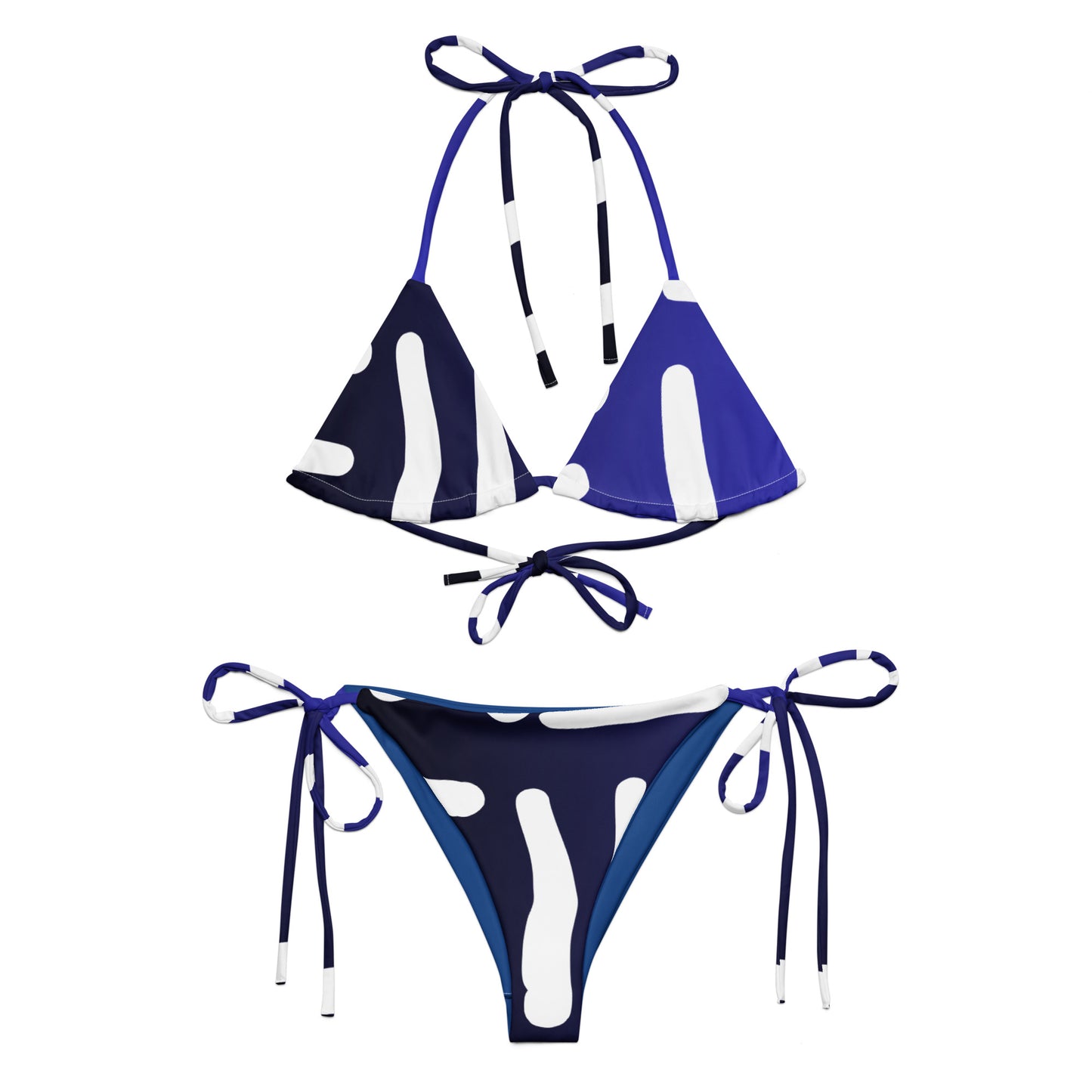 Bespoke Print II - Ombre Blue and White All-over print recycled string bikini