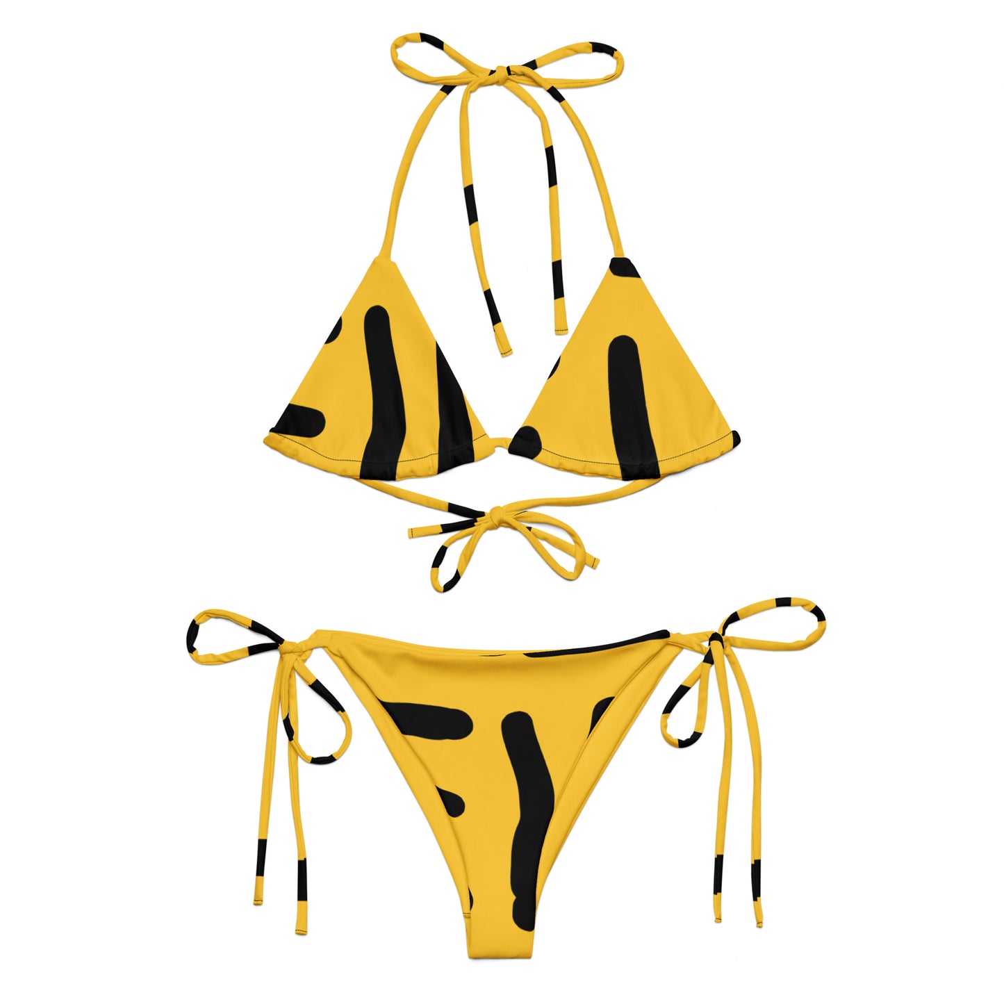 Bespoke Print II - Yellow and Black - All-over print recycled string bikini