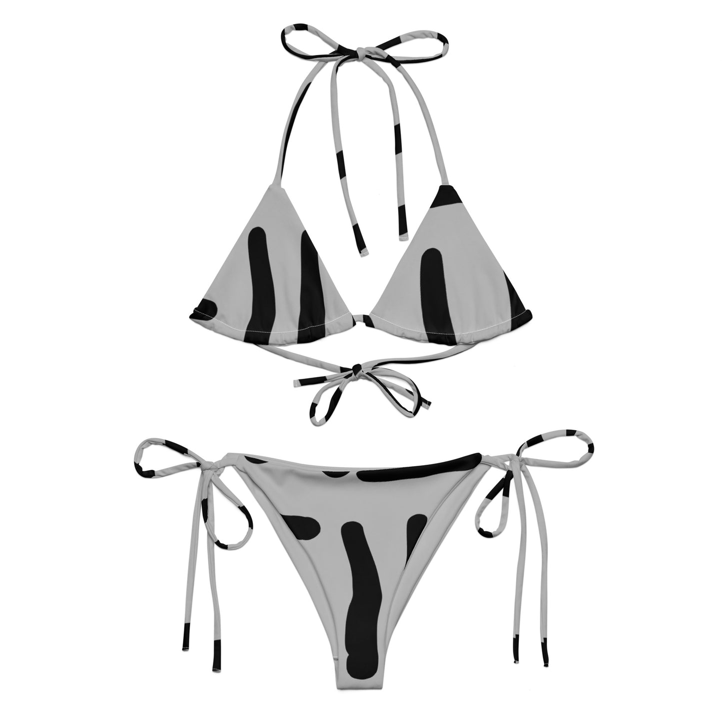 Bespoke Print Ii Grey and Black - All-over print recycled string bikini