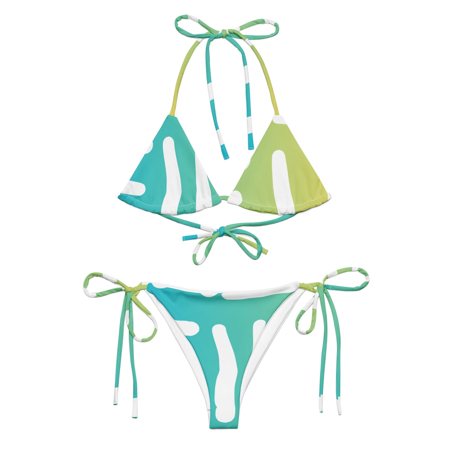 Bespoke Print II - Ombre Turquoise - All-over print recycled string bikini