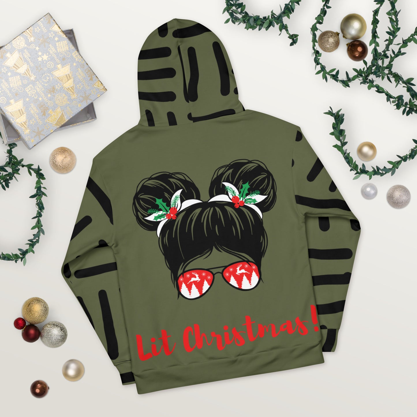 Lit Christmas - Green and Black Unisex Hoodie