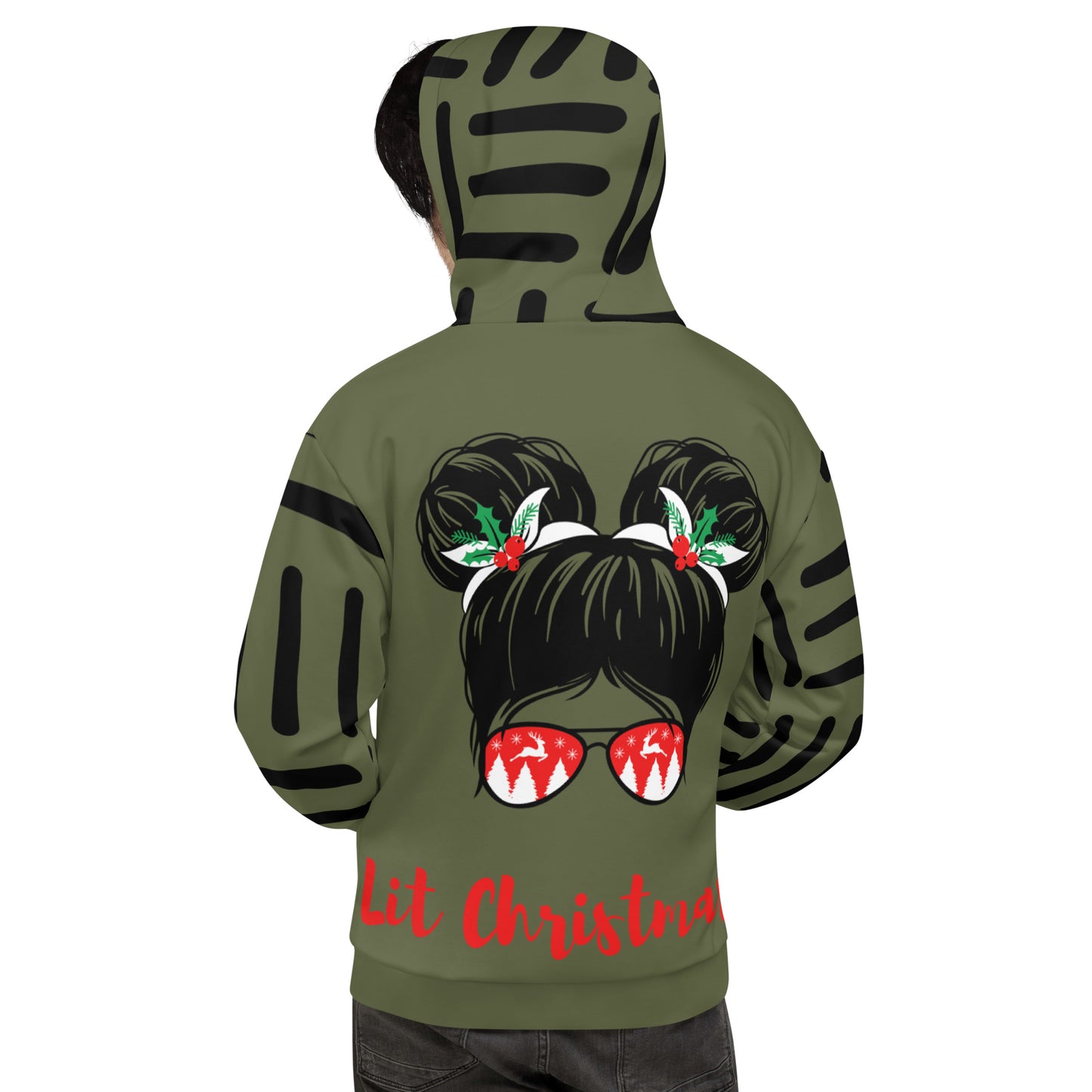 Lit Christmas - Green and Black Unisex Hoodie