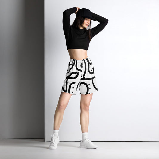 Bespoke print II White and Black Unisex mesh shorts