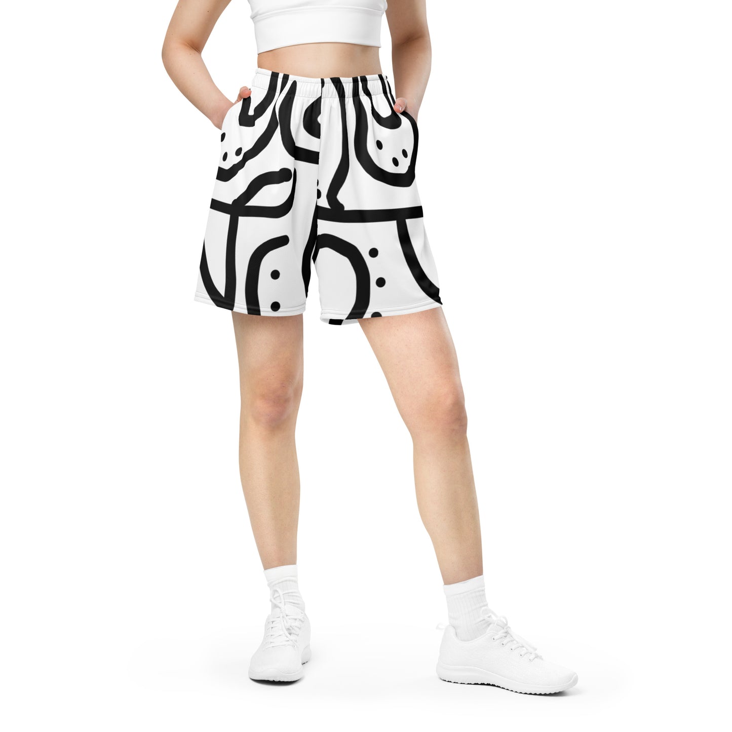 Bespoke print II White and Black Unisex mesh shorts