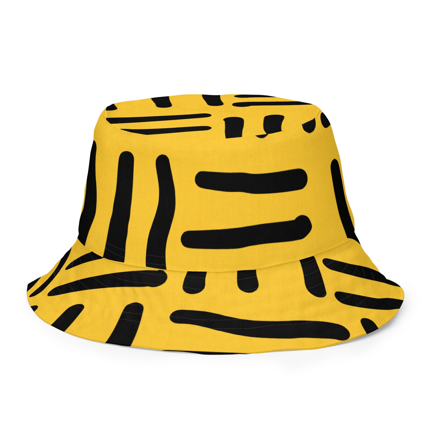 Bespoke Print II - YELLOE WHITE - YELLOW BLACK Reversible bucket hat