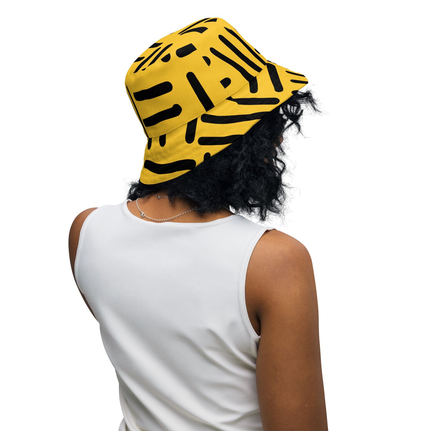 Bespoke Print II - YELLOE WHITE - YELLOW BLACK Reversible bucket hat