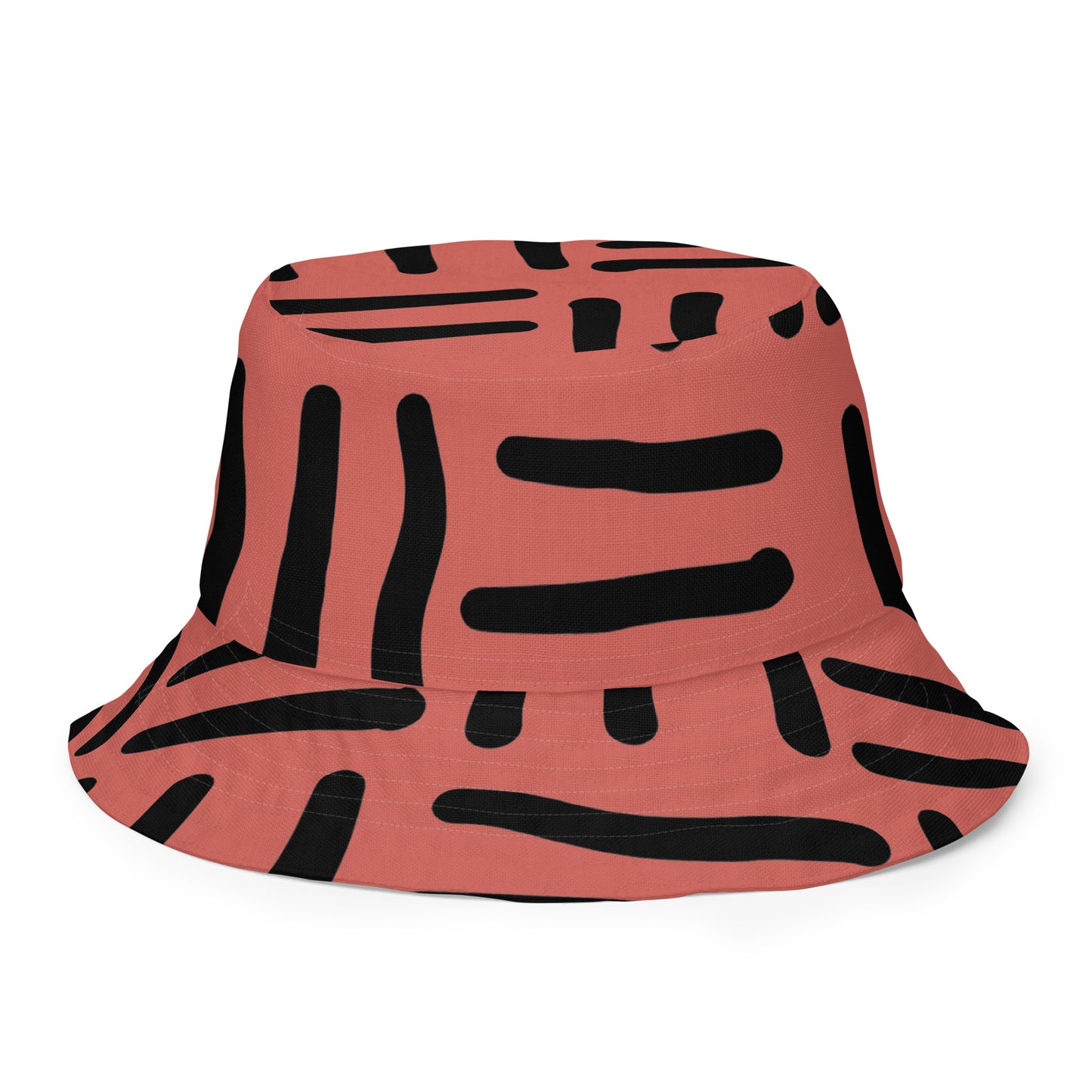 Bespoke Print II - Mauve, White, Black Reversible bucket hat