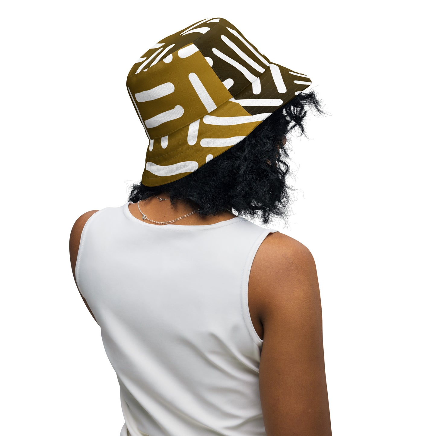 Bespoke Print II - Bronze and Gold / White and Black - Reversible bucket hat