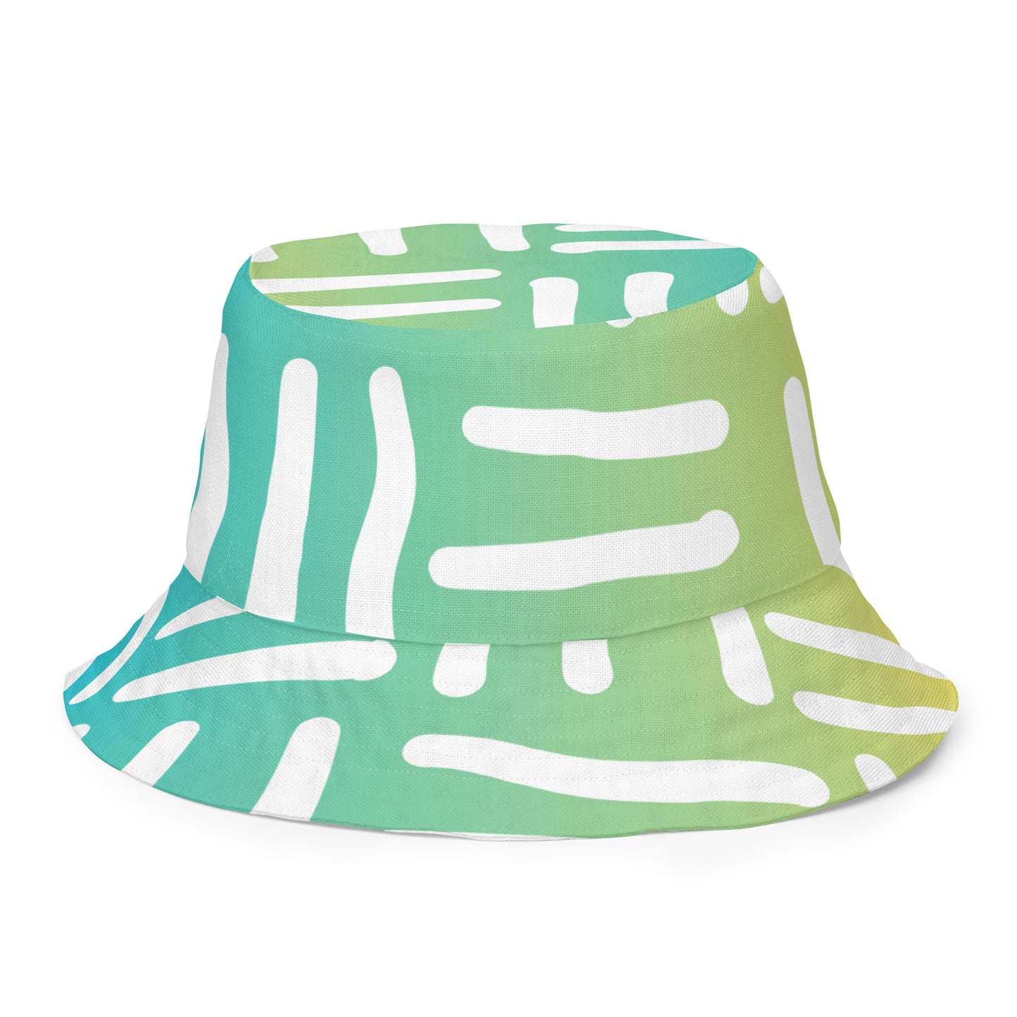 Bespoke Print II - Ombre Turquoise and Yellow - Reversible bucket hat