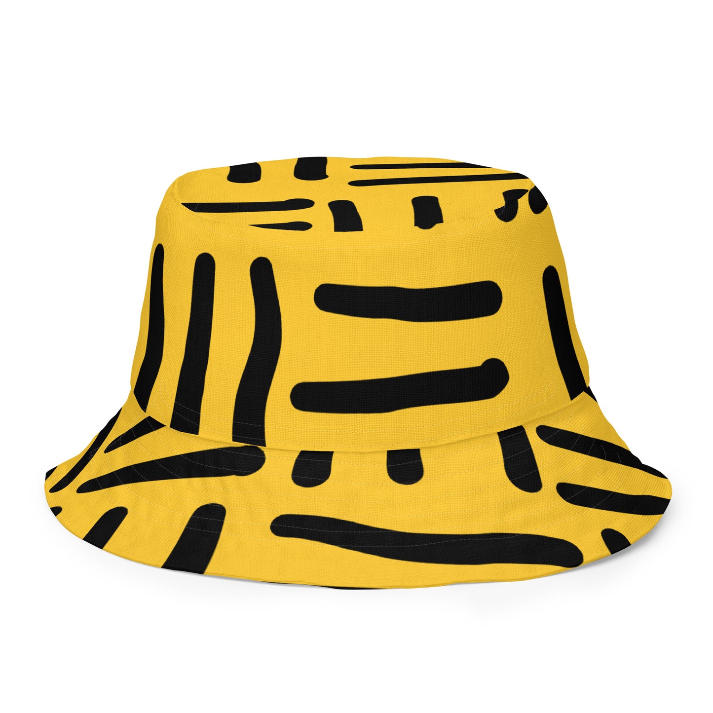 Bespoke Print II - YELLOE WHITE - YELLOW BLACK Reversible bucket hat