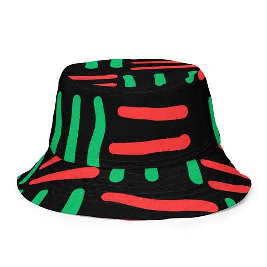 JUNETEENTH - Bespoke Print II - Black, Green, Red - Reversible bucket hat