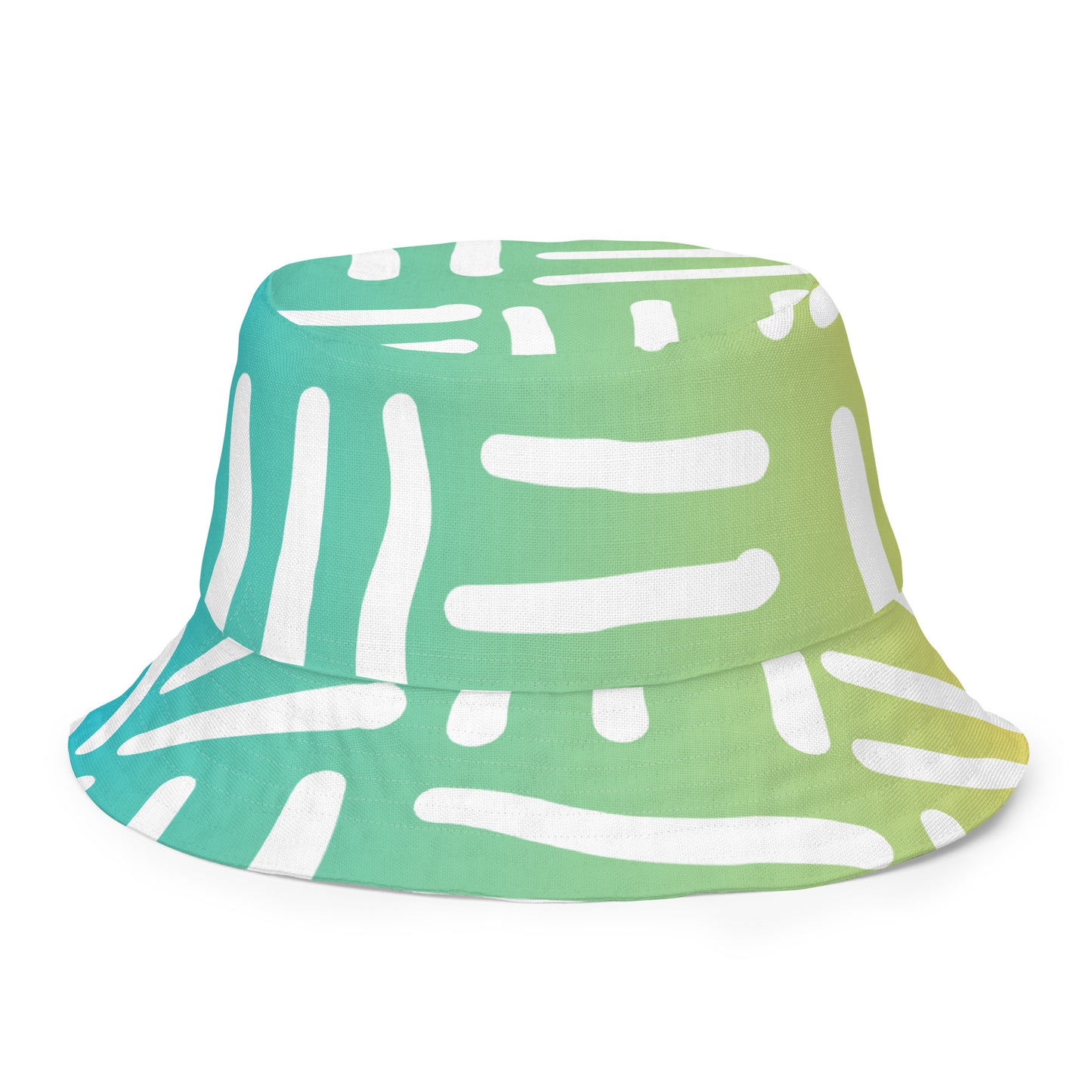 Bespoke Print II - Ombre Turquoise and Yellow - Reversible bucket hat