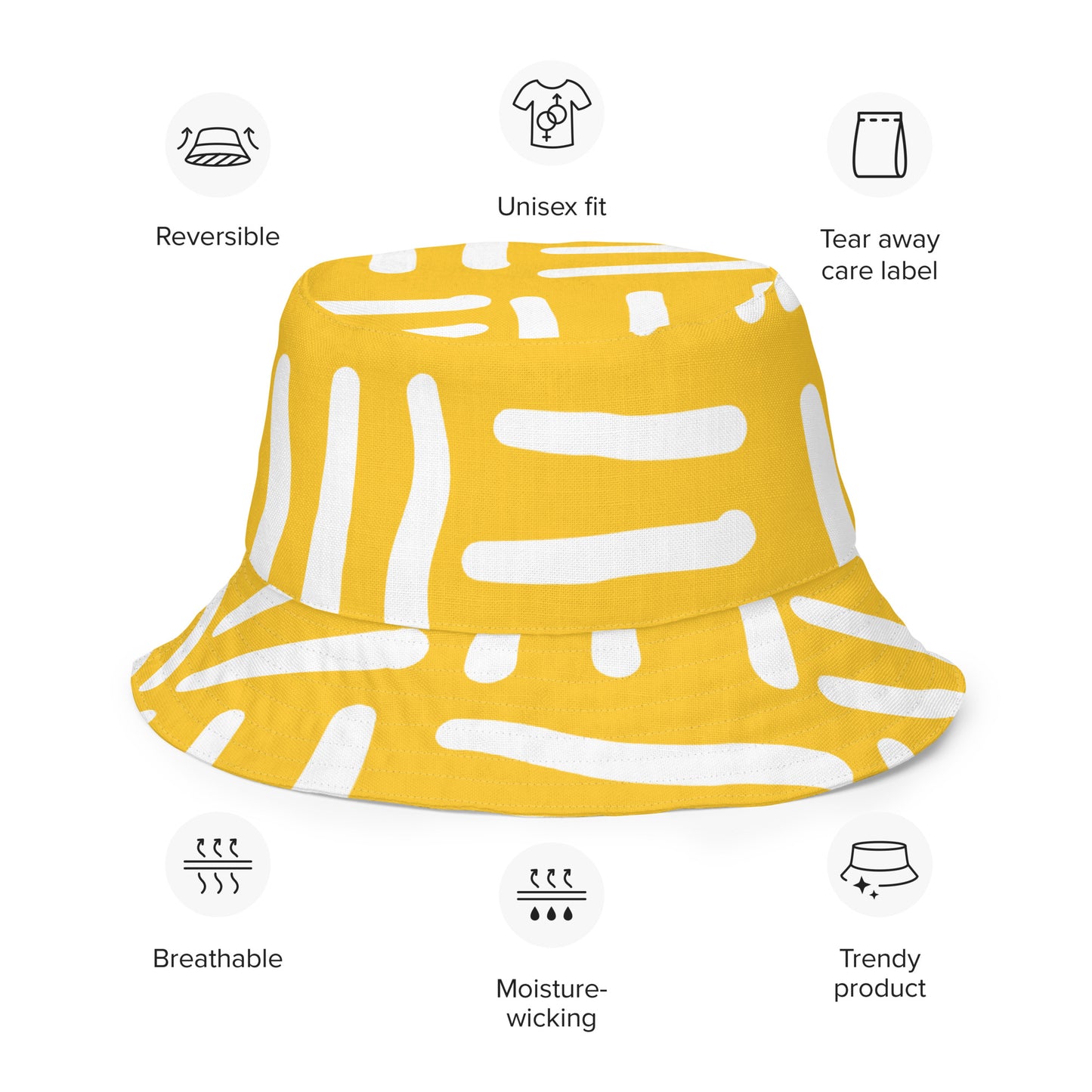 Bespoke Print II - YELLOE WHITE - YELLOW BLACK Reversible bucket hat