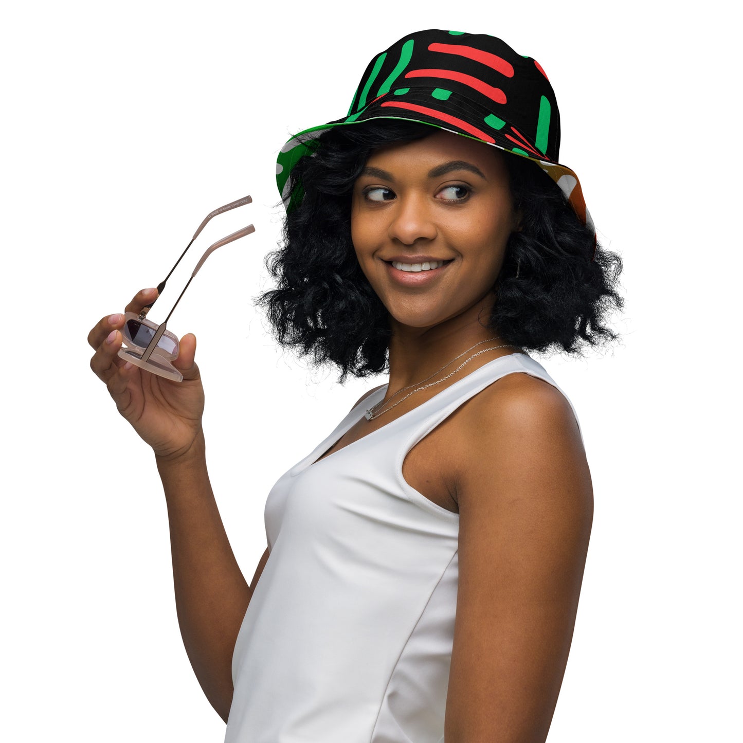 JUNETEENTH - Bespoke Print II - Black, Green, Red - Reversible bucket hat