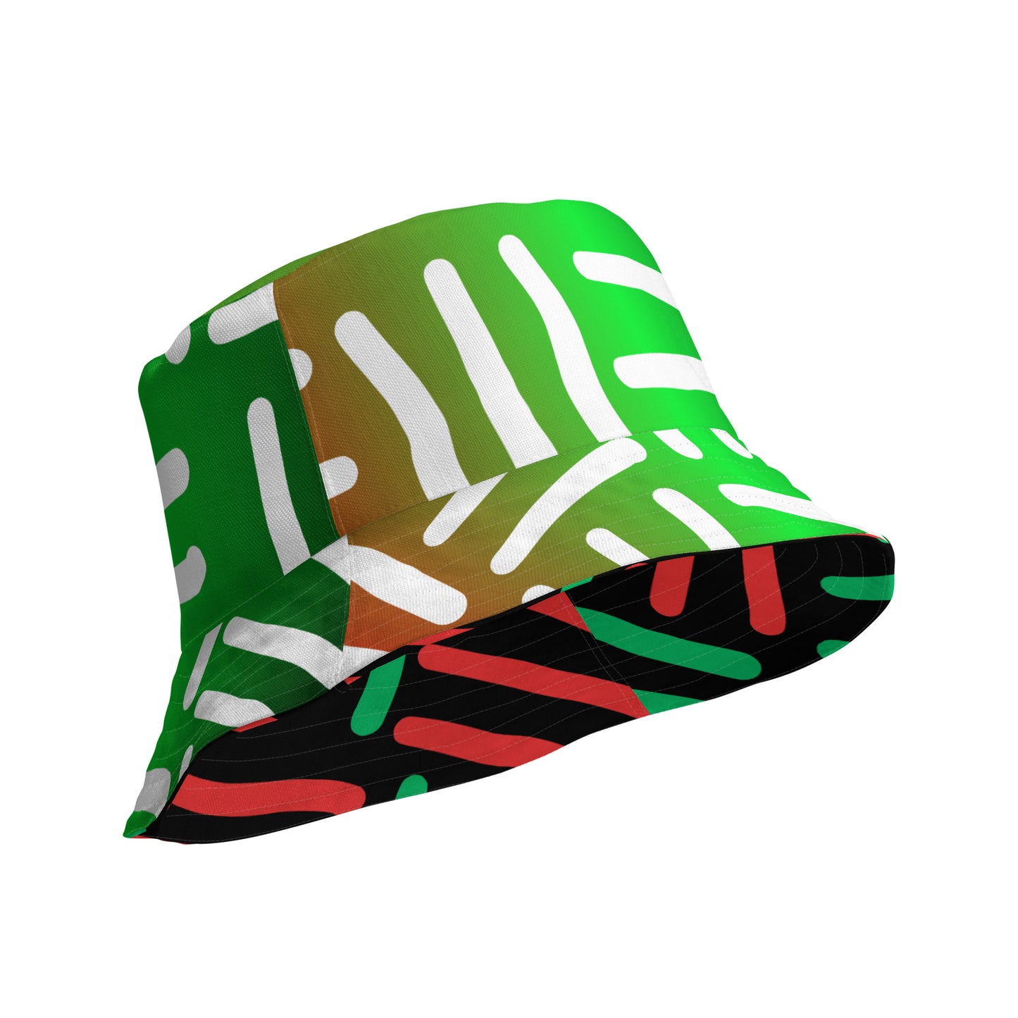 JUNETEENTH - Bespoke Print II - Black, Green, Red - Reversible bucket hat