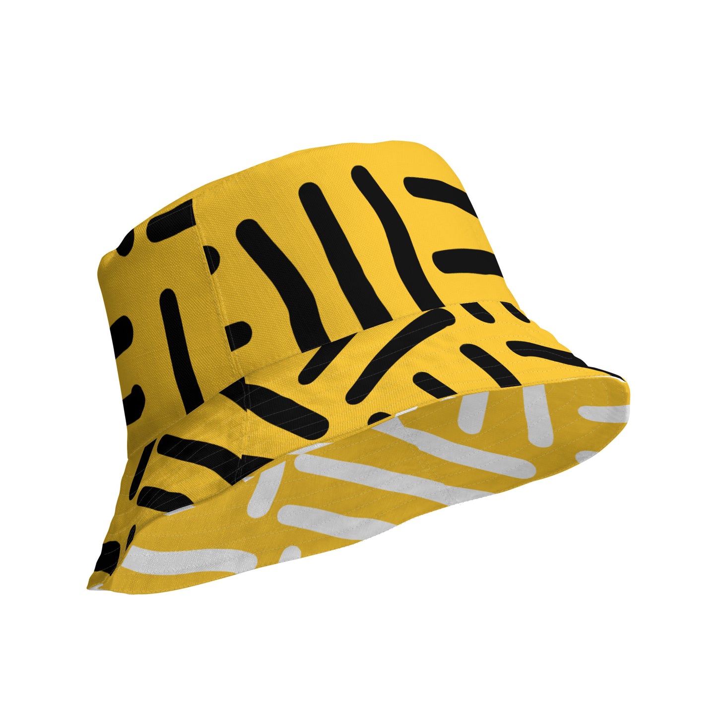 Bespoke Print II - YELLOE WHITE - YELLOW BLACK Reversible bucket hat