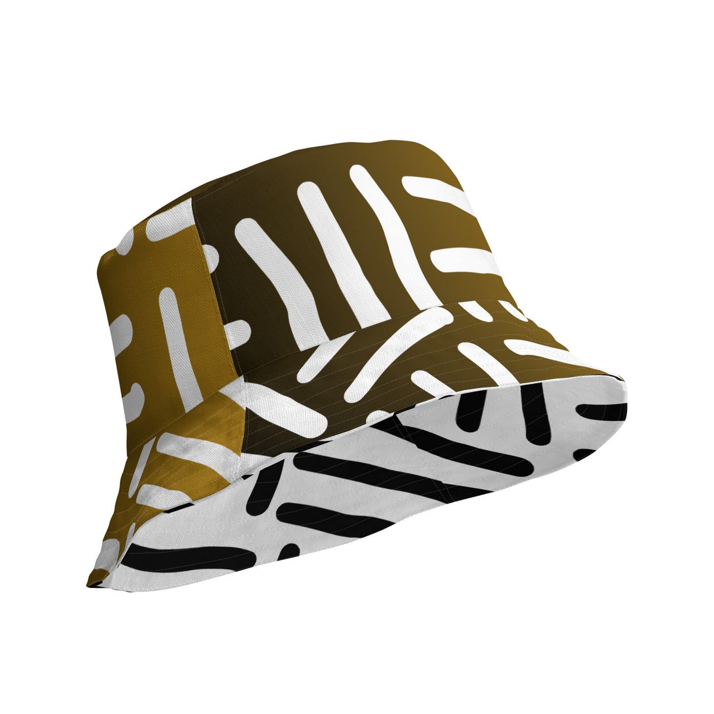 Bespoke Print II - Bronze and Gold / White and Black - Reversible bucket hat