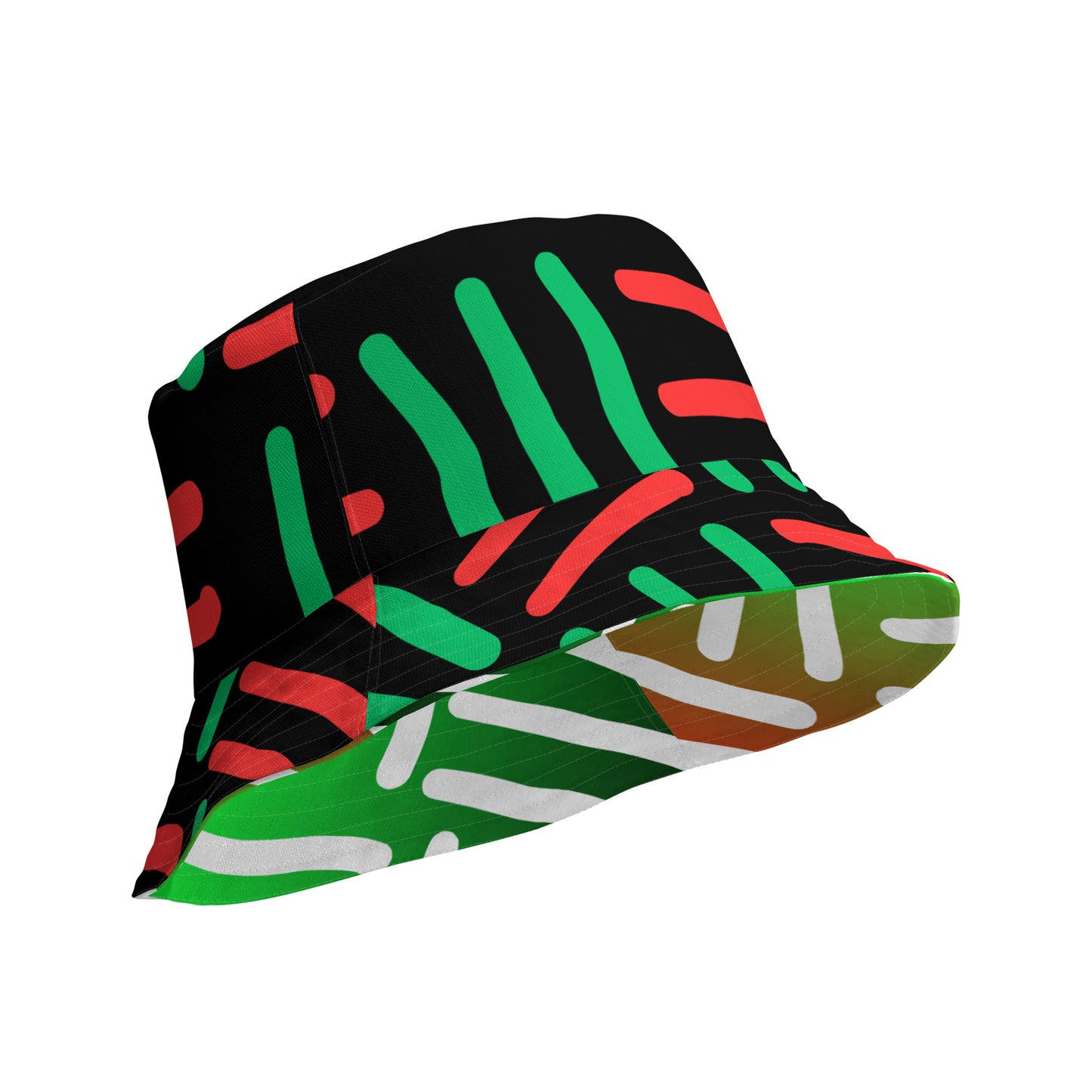 JUNETEENTH - Bespoke Print II - Black, Green, Red - Reversible bucket hat