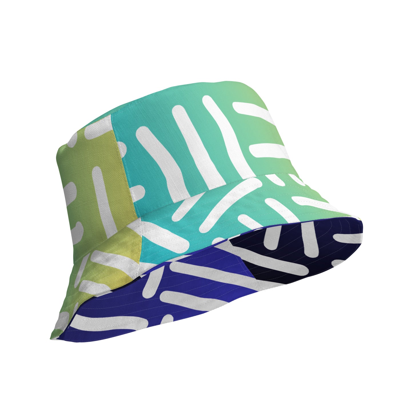 Bespoke Print II - Ombre Turquoise and Yellow - Reversible bucket hat