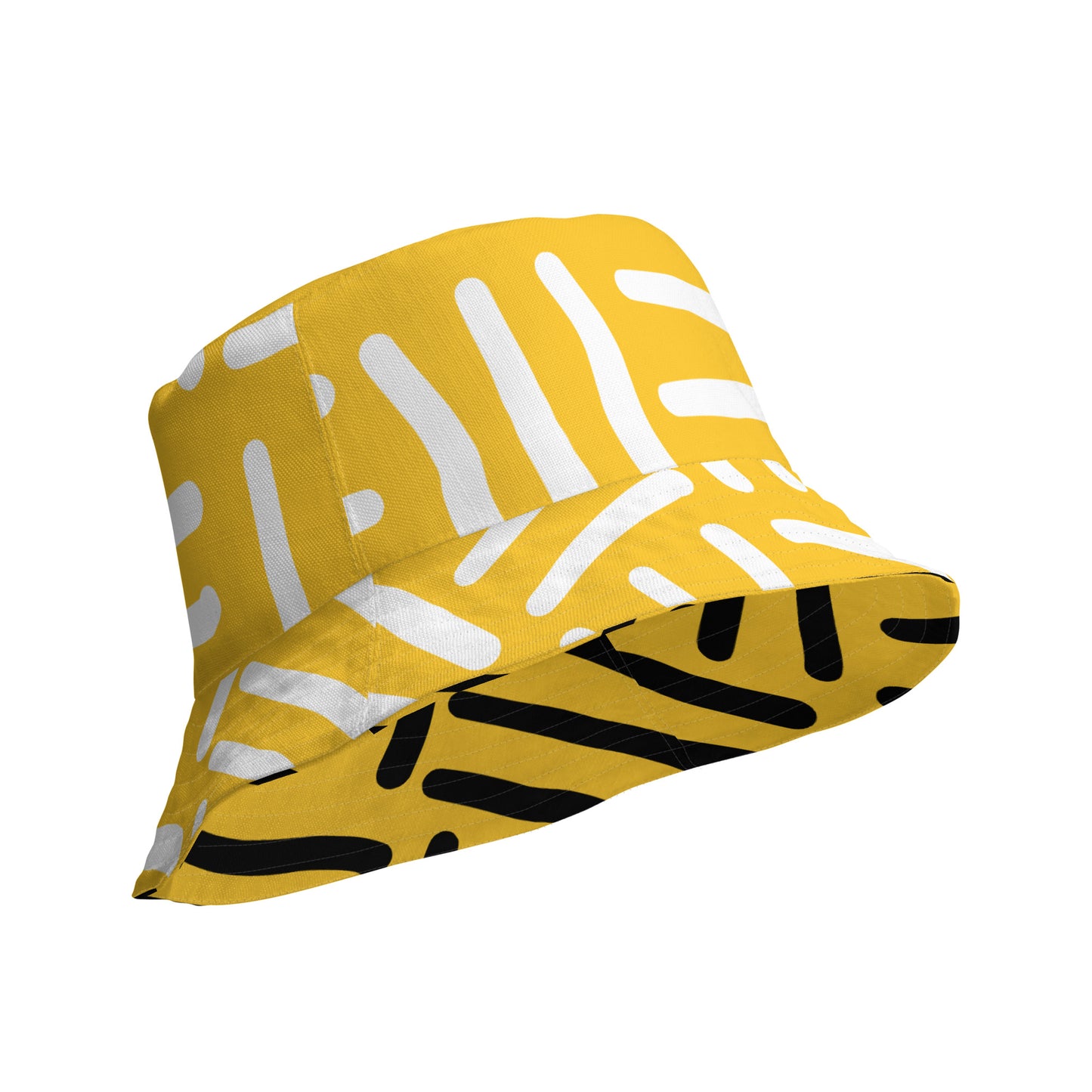 Bespoke Print II - YELLOE WHITE - YELLOW BLACK Reversible bucket hat