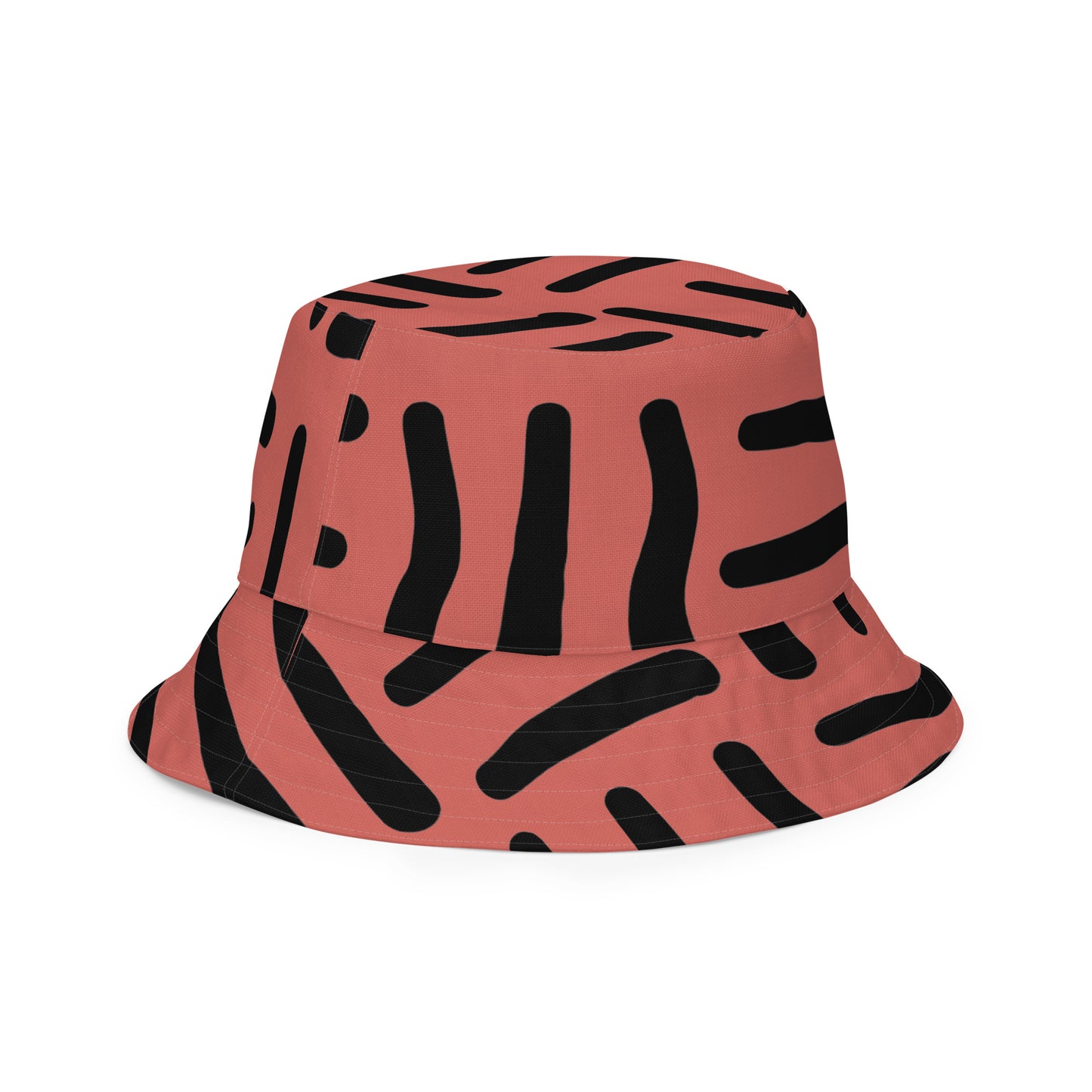 Bespoke Print II - Mauve, White, Black Reversible bucket hat