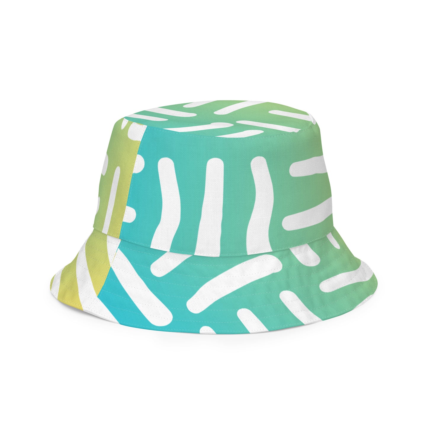 Bespoke Print II - Ombre Turquoise and Yellow - Reversible bucket hat