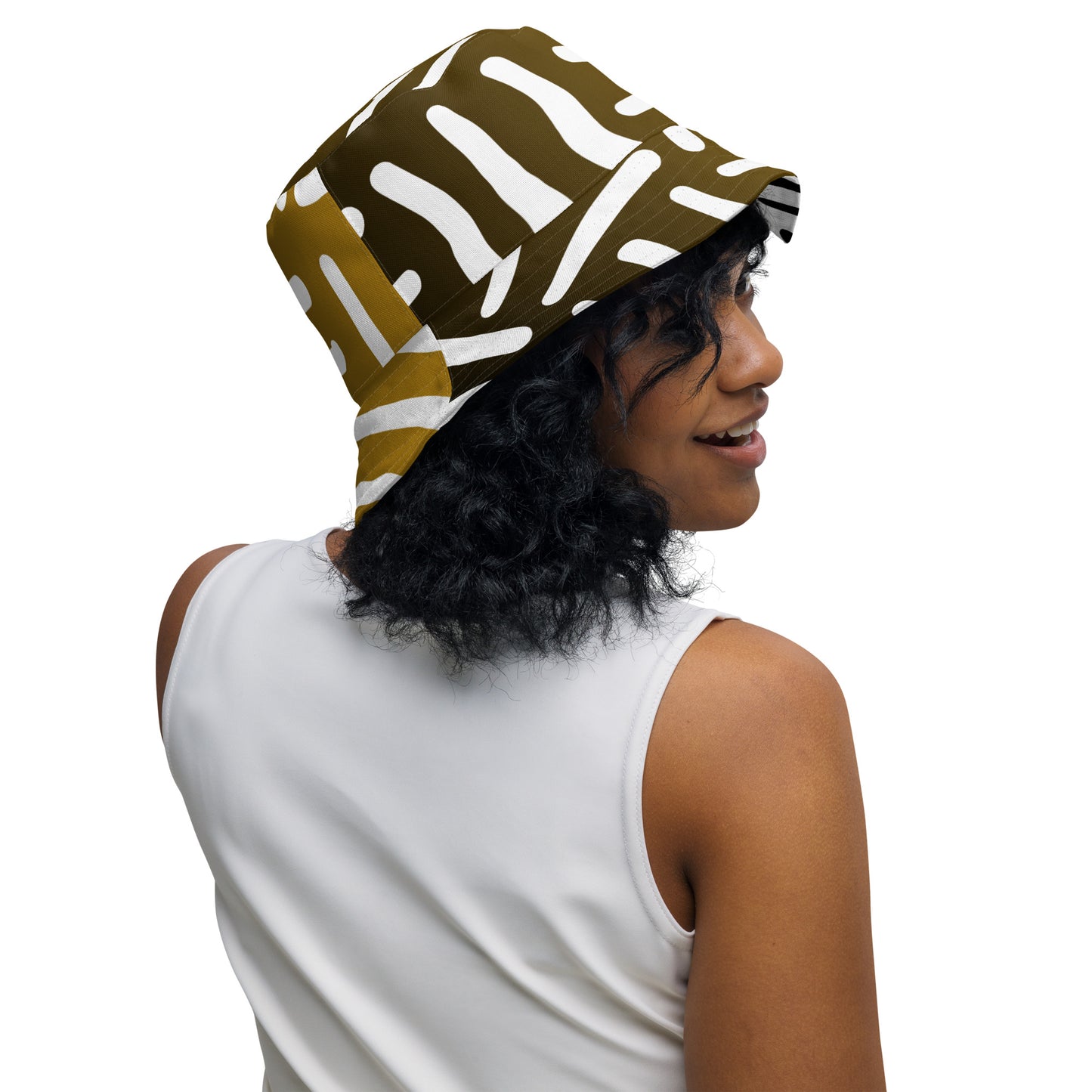 Bespoke Print II - Bronze and Gold / White and Black - Reversible bucket hat