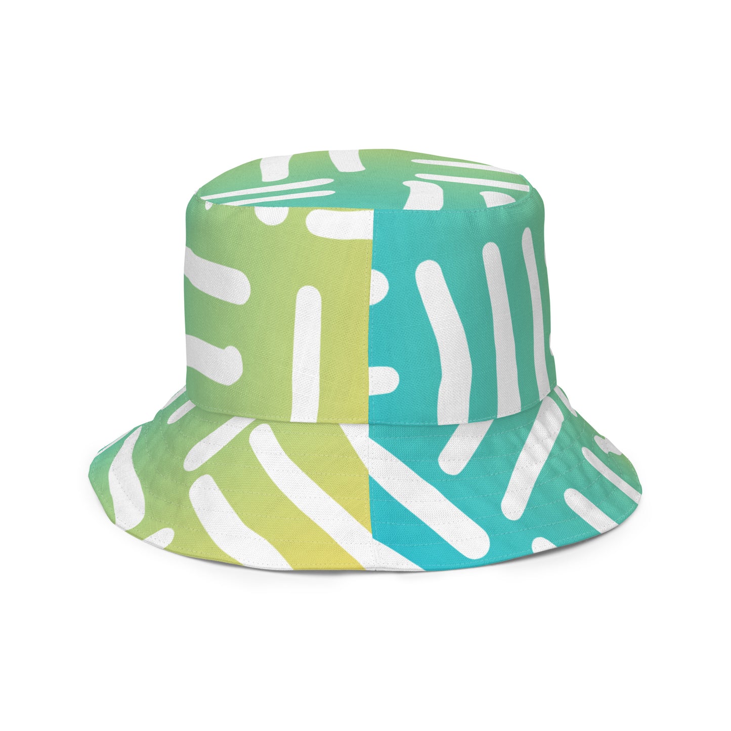 Bespoke Print II - Ombre Turquoise and Yellow - Reversible bucket hat