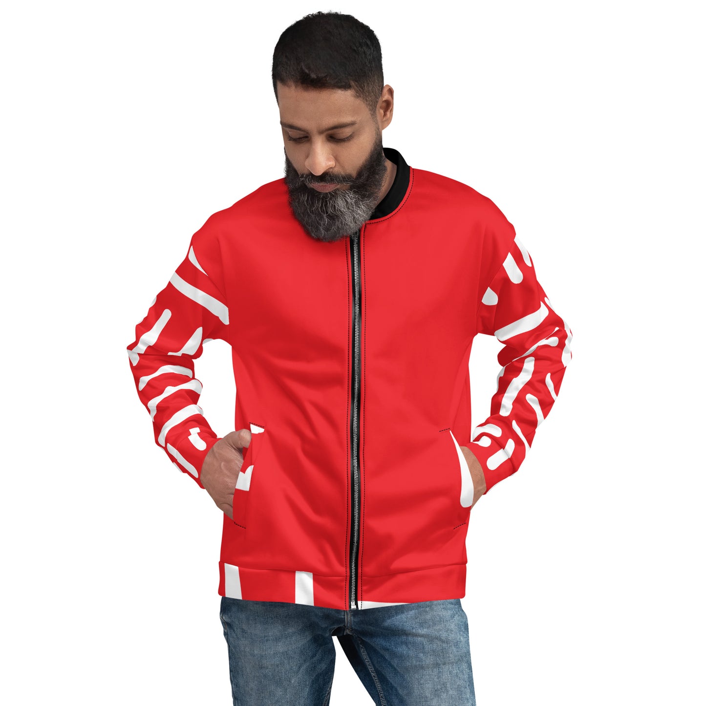 Black Santas Matter- Red and White Unisex Bomber Jacket