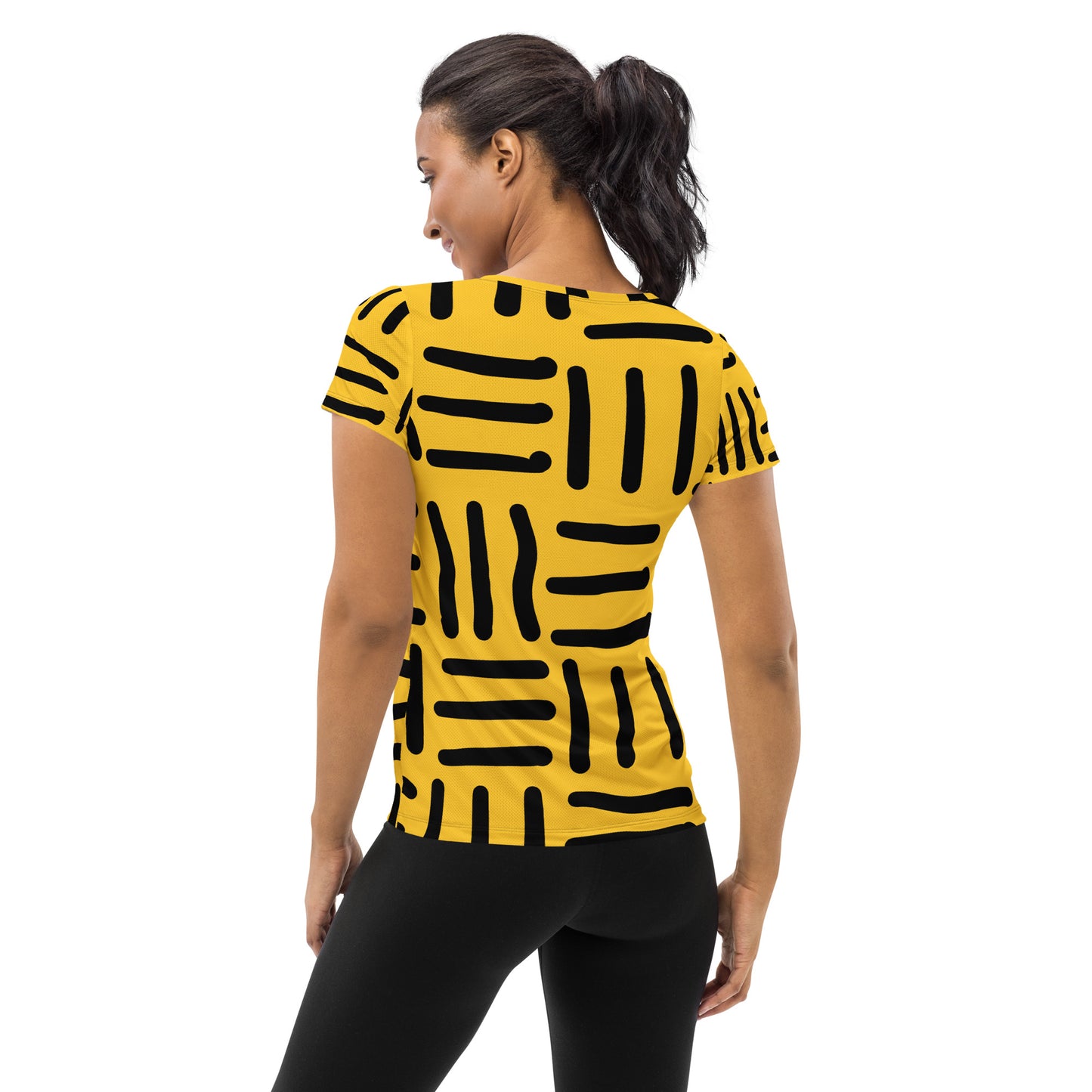 Bespoke print II - Yellow and WhiteAll-Over Print Women's Athletic T-shirt