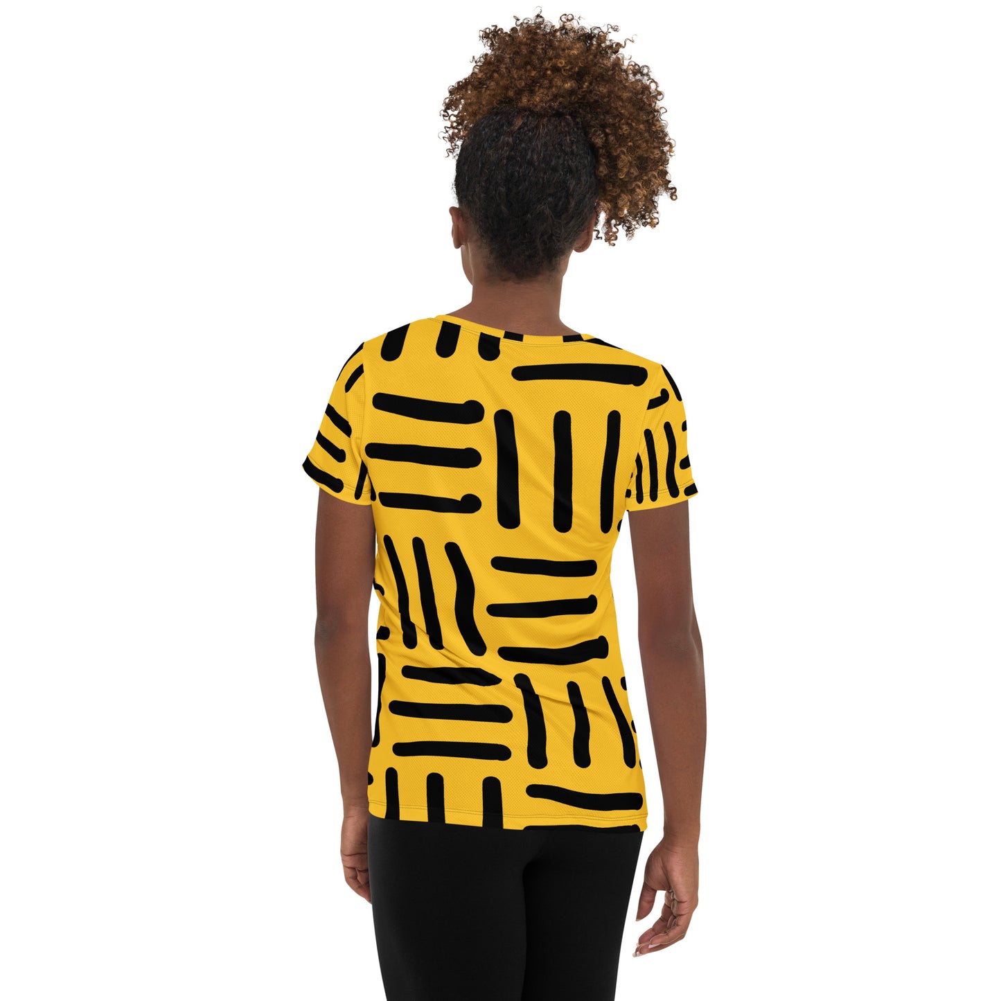 Bespoke print II - Yellow and WhiteAll-Over Print Women's Athletic T-shirt