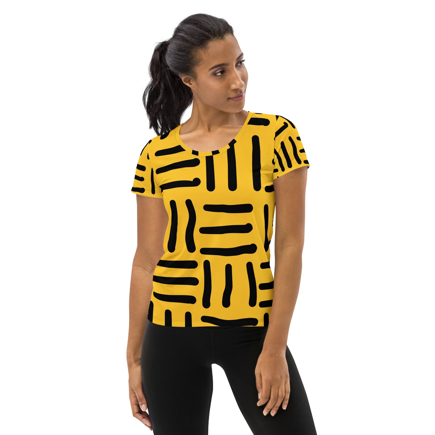 Bespoke print II - Yellow and WhiteAll-Over Print Women's Athletic T-shirt