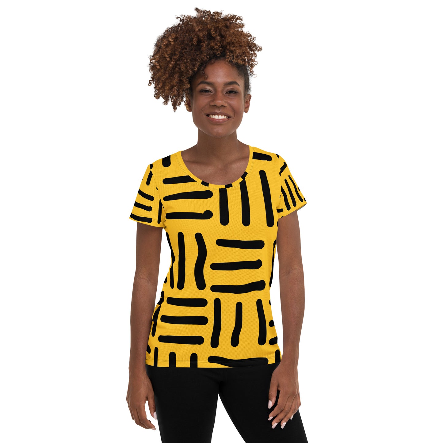 Bespoke print II - Yellow and WhiteAll-Over Print Women's Athletic T-shirt