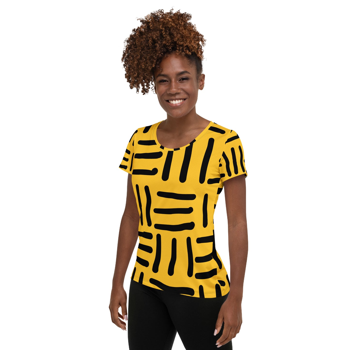 Bespoke print II - Yellow and WhiteAll-Over Print Women's Athletic T-shirt