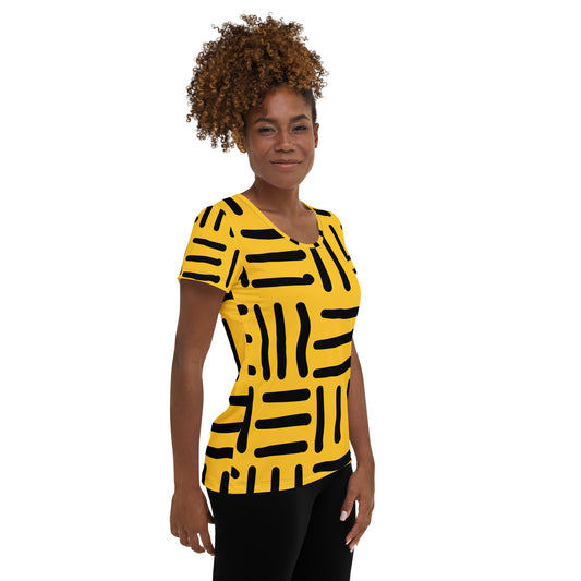 Bespoke print II - Yellow and WhiteAll-Over Print Women's Athletic T-shirt