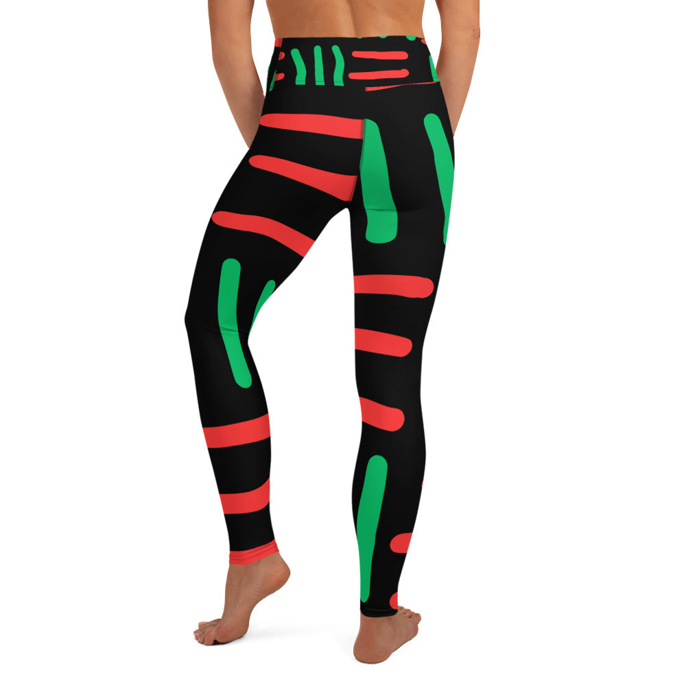 JUNETEENTH - Bespoke Print II 0 Black, Red, Green - Yoga Leggings