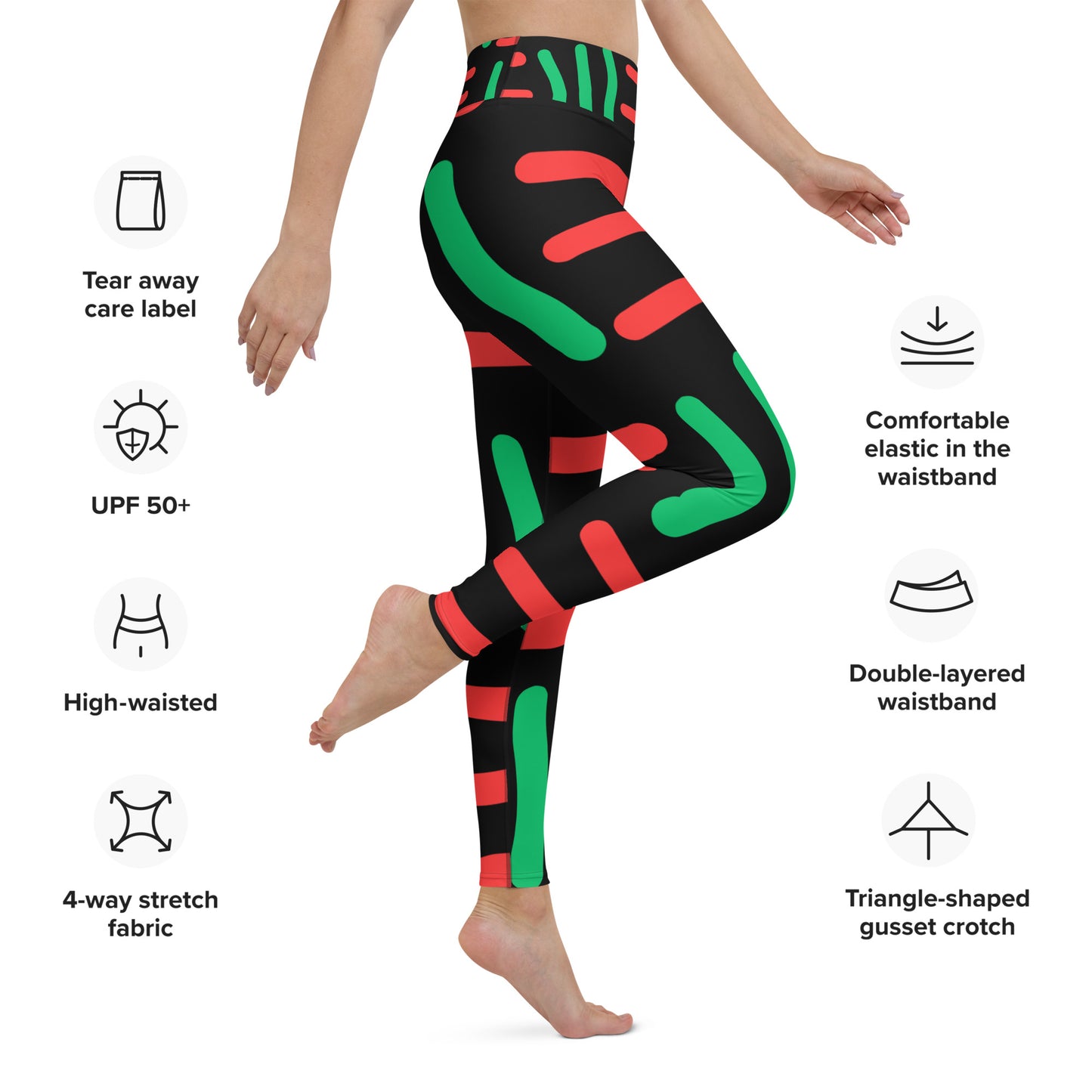 JUNETEENTH - Bespoke Print II 0 Black, Red, Green - Yoga Leggings